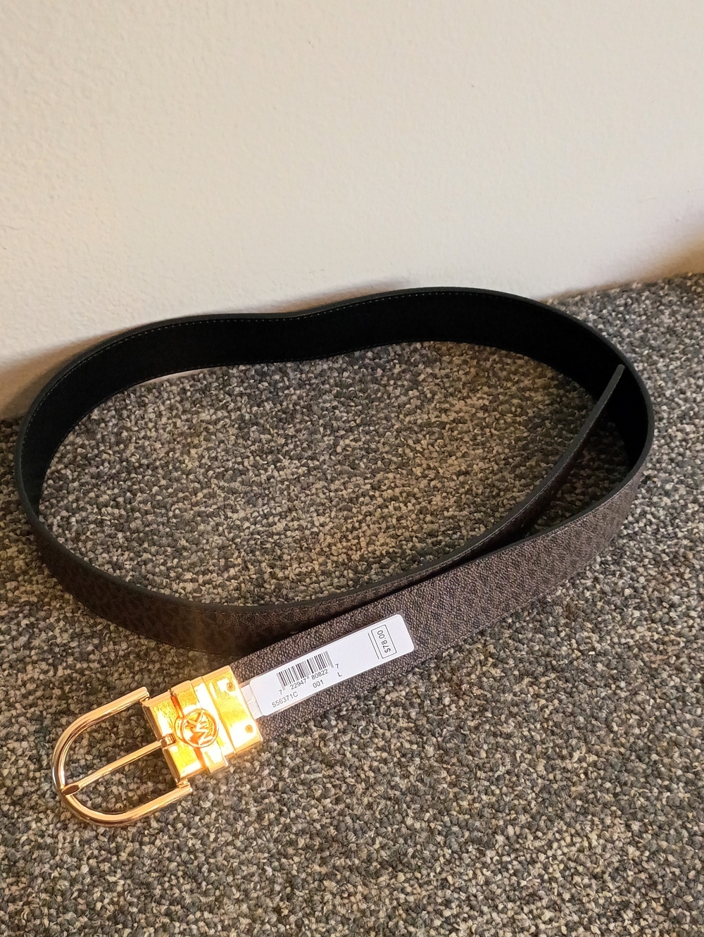 Michael Kors reversible Brown and Black Womens Belt with Gold Buckle Slze L